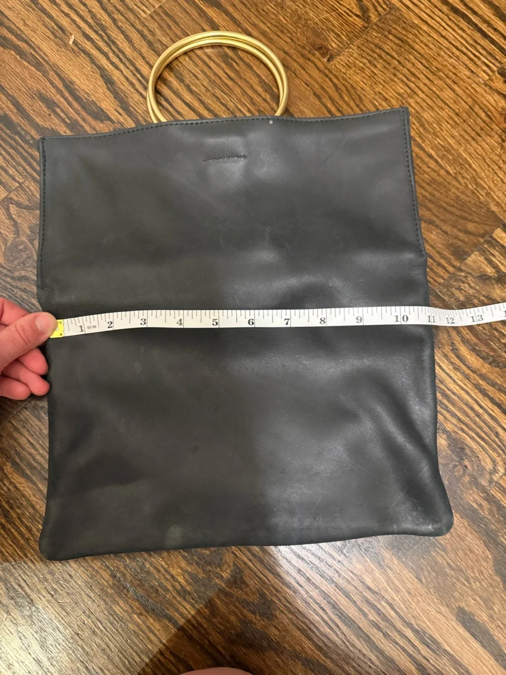 Parker Clay Black Leather Clutch with Gold Ring Handles (dust bag included)